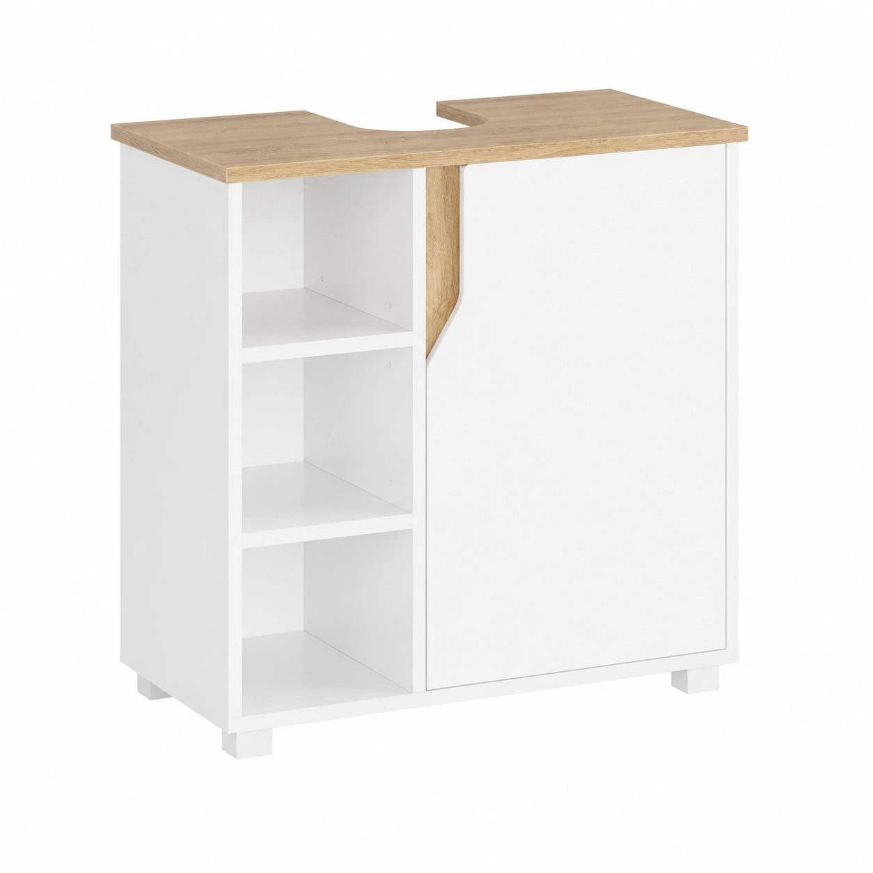 Armoire de rangement de salle de bain avec étagères réglables et pieds en bois