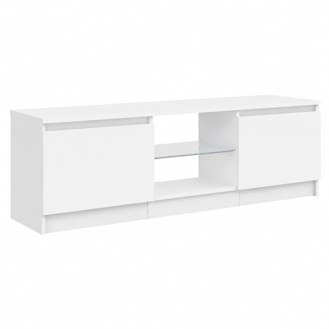 Meuble TV Moderne avec LED pour Salon, Blanc