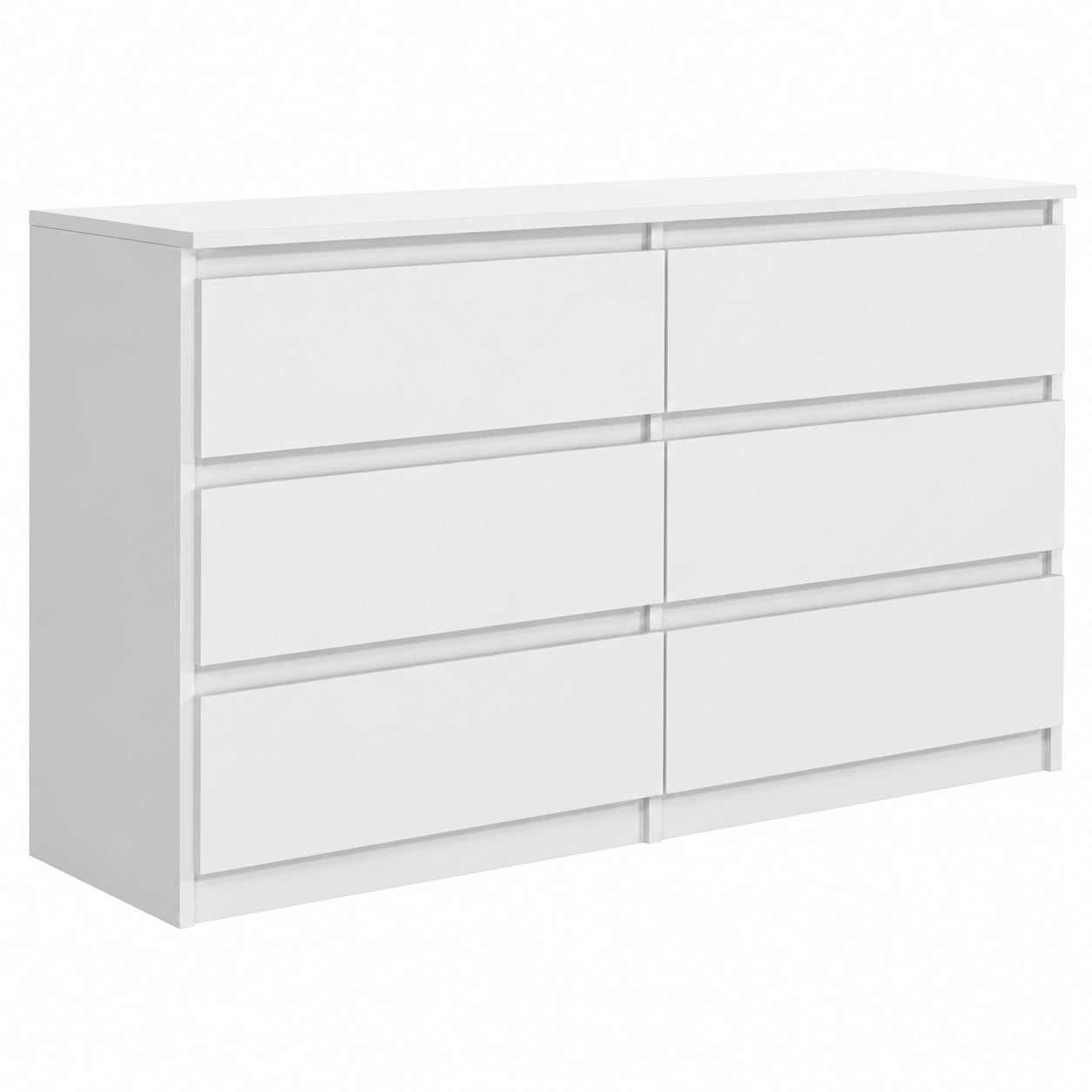 Commode avec Façades Mat et 6 Tiroirs pour Chambre ou Salon, Blanc