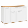 Buffet 4 Portes 1 Tiroir Blanc et Bois 140 cm