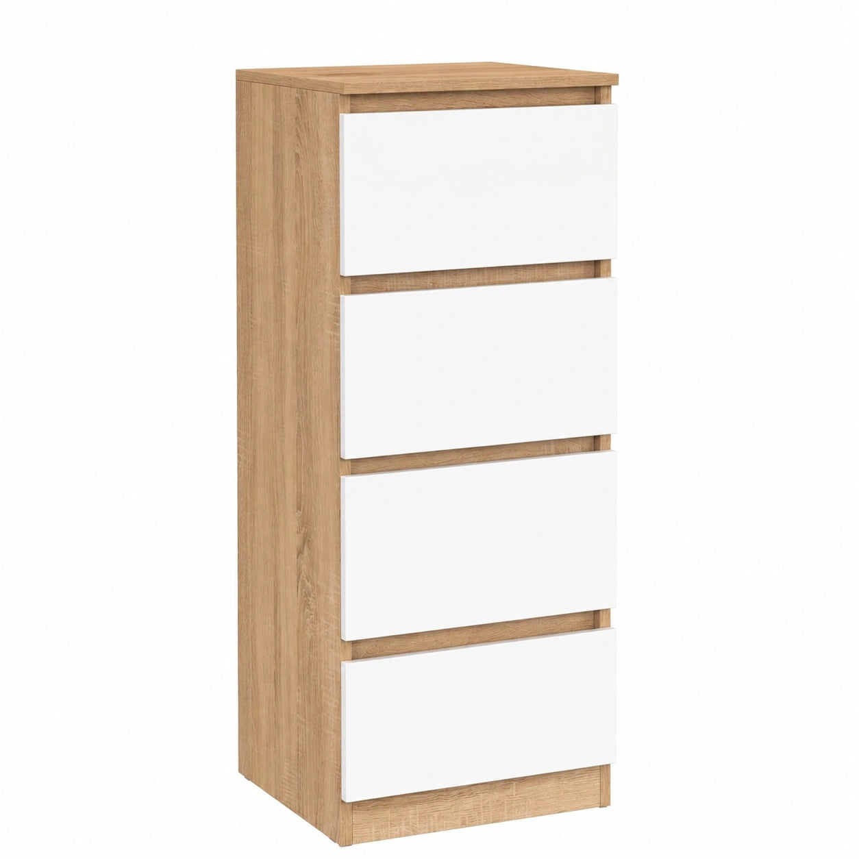 Chiffonnier 4 Tiroirs en Bois et Blanc pour Entrée ou Salle de Bain