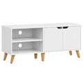 Meuble TV avec Étagères Réglables, Longueur 140 cm, pour Télévisions jusqu'à 60 Pouces, Blanc