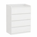 Commode Moderne 4 Tiroirs avec Rambarde Supérieure pour Salon et Chambre, Blanc