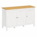 Buffet de Rangement avec Étagères Réglables et Plateau Bois Clair - Blanc