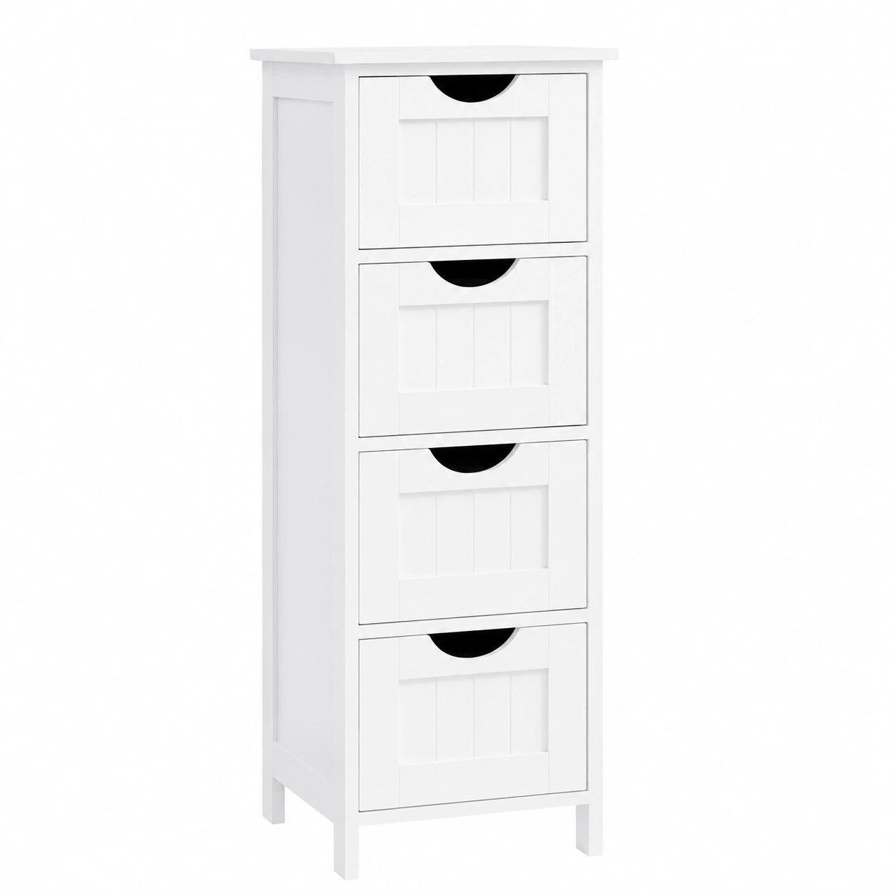 Armoire de Salle de Bain Moderne avec 4 Tiroirs, Blanc, 30 x 30 x 82 cm