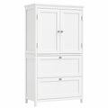 Armoire de Rangement Blanc avec Portes et Tiroirs, Étagères Réglables