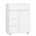 Armoire de Rangement Moderne avec Étagère Réglable, 4 Tiroirs et 1 Porte, pour Salon ou Salle de Bain, 30 x 55 x 82 cm Blanc