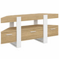 Meuble TV d'angle avec tiroir en bois et blanc 110 cm