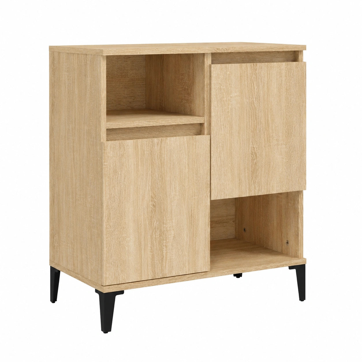 Armoire de Rangement Industrielle avec 4 Compartiments en Bois de Chêne