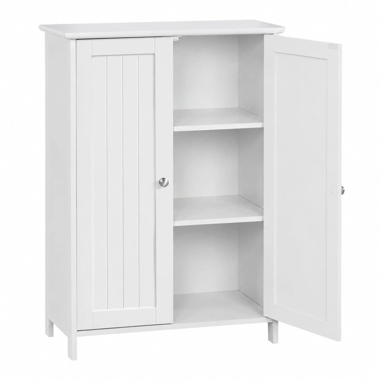 Armoire de Salle de Bain avec Portes et Étagères Réglables, Meuble de Rangement Polyvalent Blanc