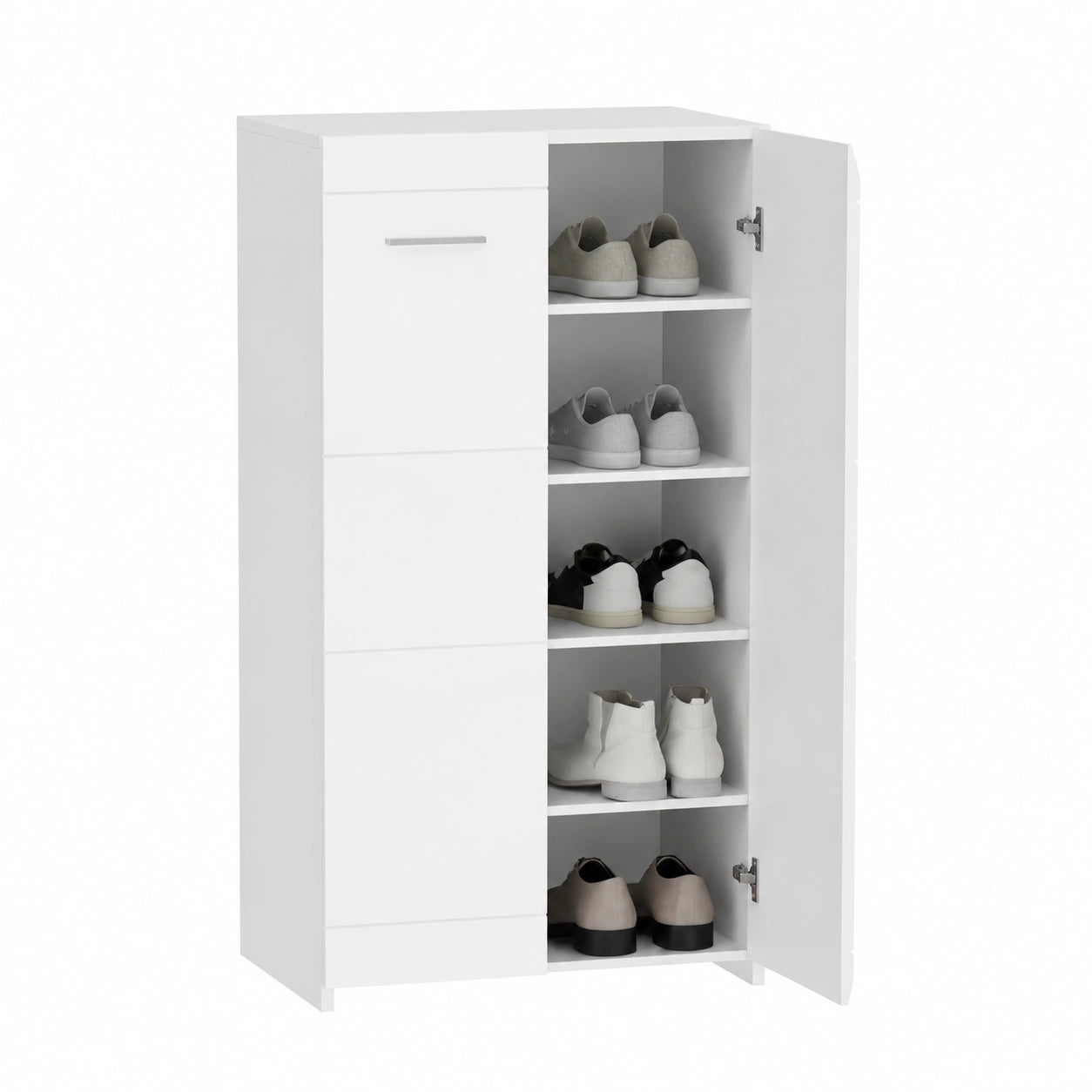 Armoire à Chaussures Moderne 5 Niveaux avec Étagères Ajustables, Rangement pour Couloir et Entrée, Blanc