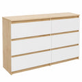 Commode 6 Tiroirs Moderne pour Chambre et Bureau, Rangement Spacieux en Blanc Chêne, Dimensions 30x75x120 cm