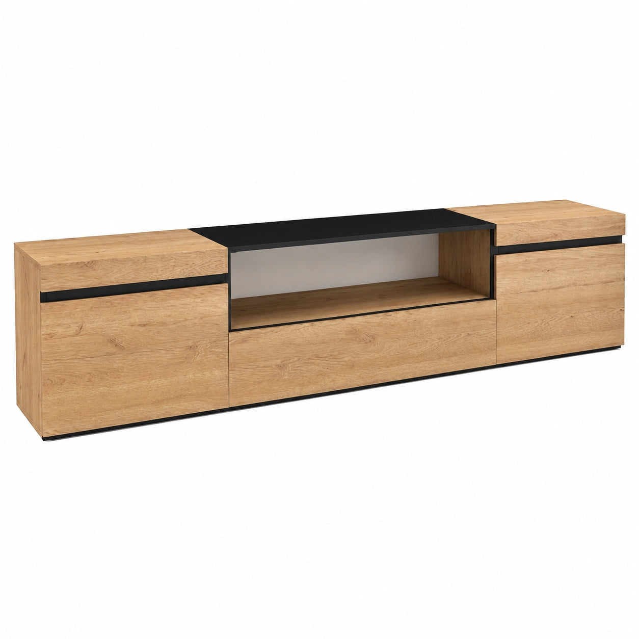 Meuble TV moderne avec grand espace de rangement 200x45x35cm