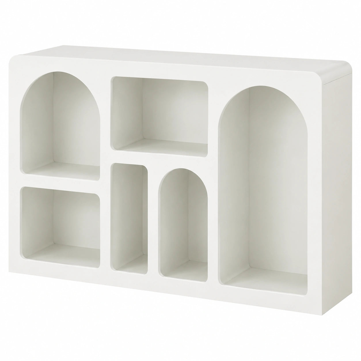 Buffet de Rangement avec Compartiments Ouverts pour Salon et Bureau, Blanc