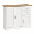 Buffet Moderne avec Tiroirs et Étagère Réglable, Blanc et Bois