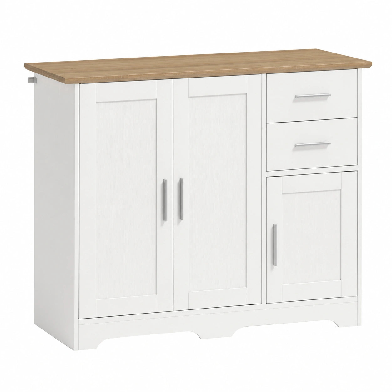 Buffet Moderne avec Tiroirs et Étagère Réglable, Blanc et Bois
