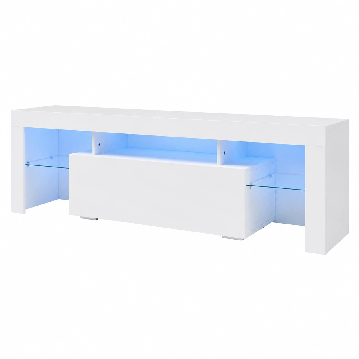 Meuble TV LED Blanc avec Éclairage RGB Ajustable