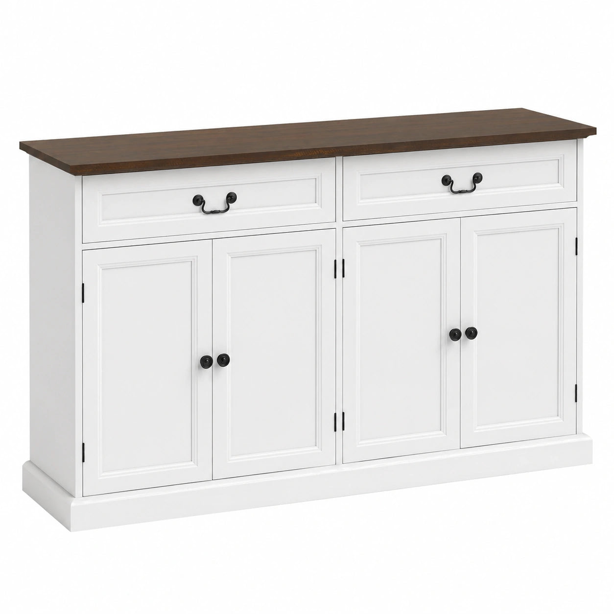Buffet de Salon Rustique avec Rangement Ajustable et Tiroirs Silencieux