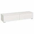 Meuble TV Blanc Moderne avec LED et Rangement