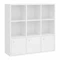 Étagère à 3 niveaux avec placards, meuble de rangement blanc pour salon ou bureau