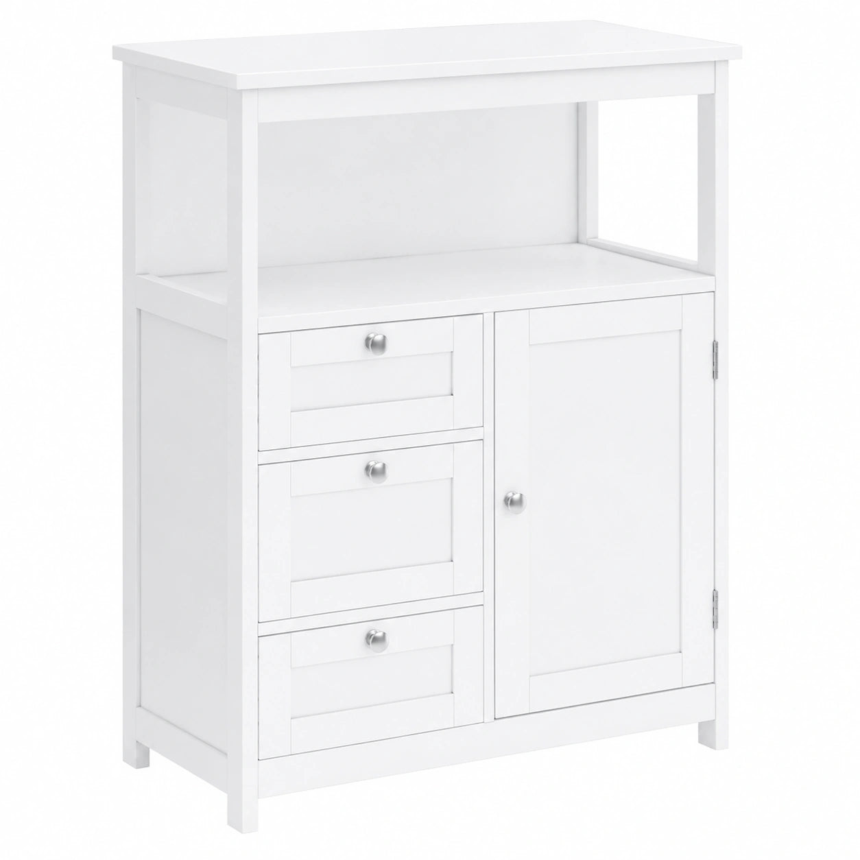 Armoire de salle de bain avec étagères réglables et tiroirs, blanc
