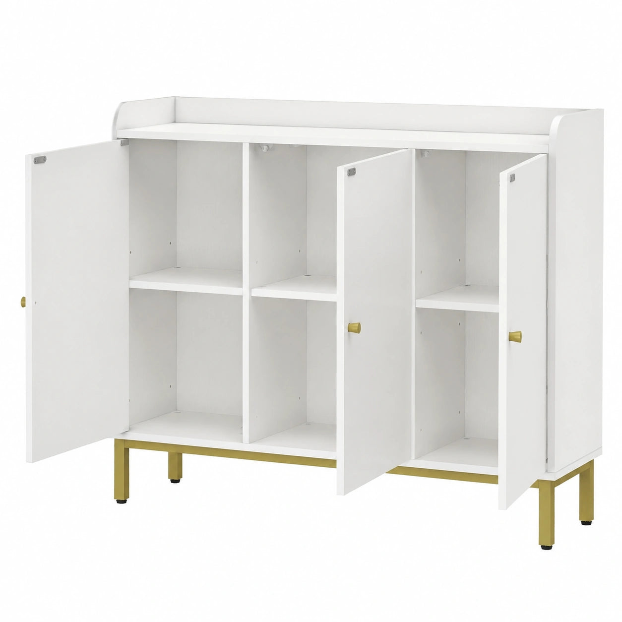 Buffet de Rangement avec Portes et Étagères Ajustables, pour Cuisine et Salon, Blanc