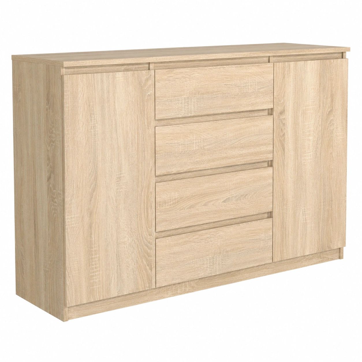 Commode en chêne Sonoma avec 4 tiroirs et 2 portes 120 cm