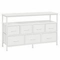 Commode Moderne avec Éclairage LED et Multiprise, 7 Tiroirs en Tissu, Blanc