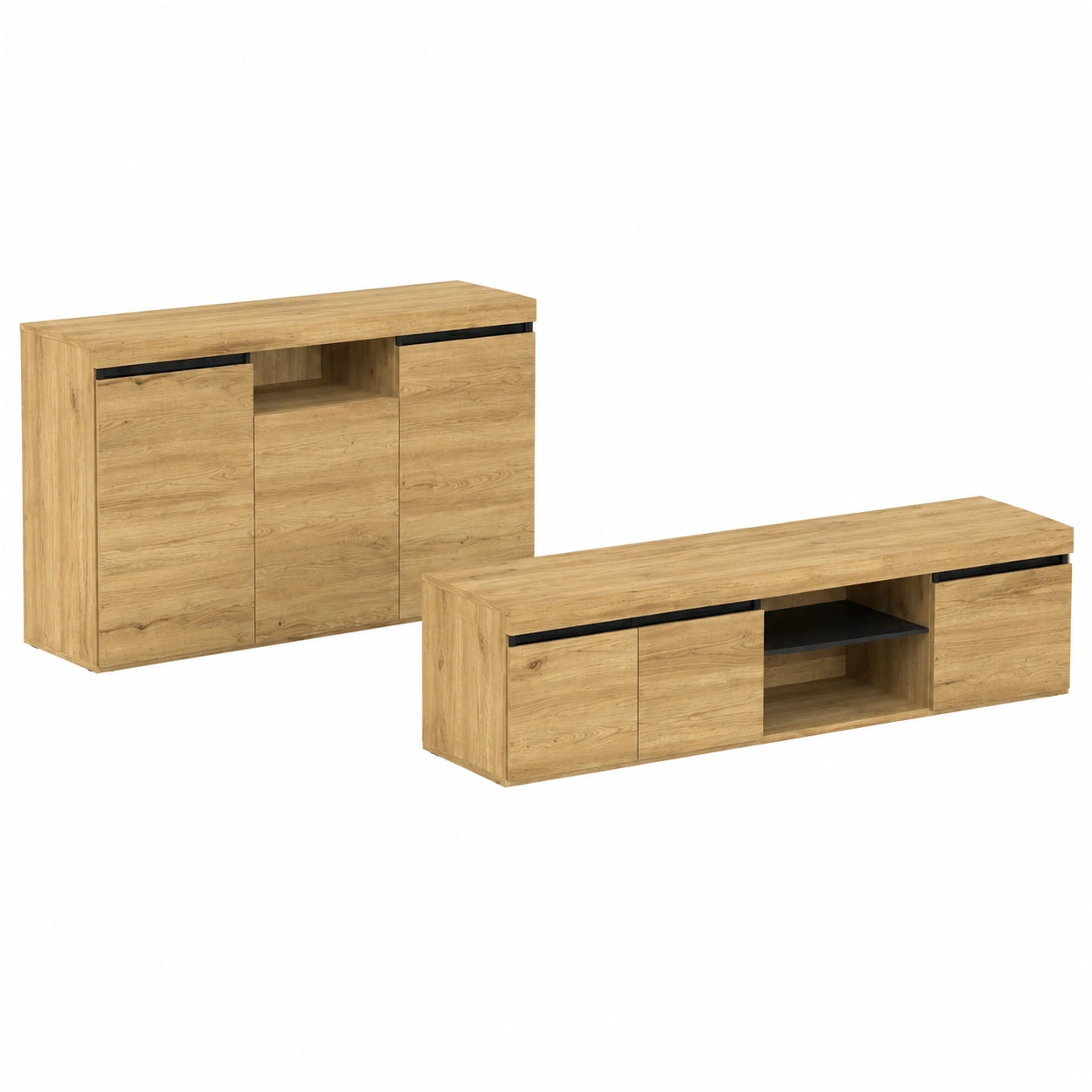 Buffet TV en Bois de Chêne Noir pour Salle à Manger